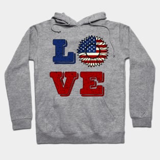 Love patriotic Sunflower 4th of July Hoodie